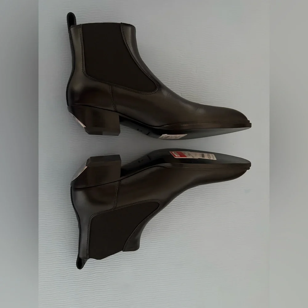 New Alexander Wang black slick 40 cowboy ankle boots in leather Sz36 MSRP:$650 - Picture 7 of 12